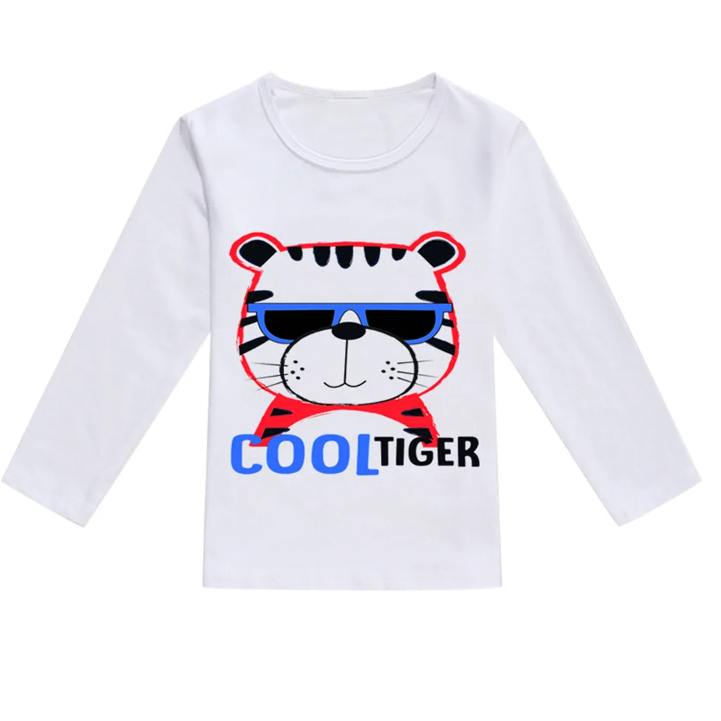 MUQGEW/Одежда для маленьких мальчиков и девочек, Детская футболка с длинными рукавами, весенние топы с рисунком, футболка, повседневная детская одежда с круглым вырезом - Цвет: Белый