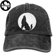 SAMCUSTOM волк воет 3D творческая личность из стираного денима Шапки осень лето Для мужчин Для женщин Гольф для загара Хоккей шапки
