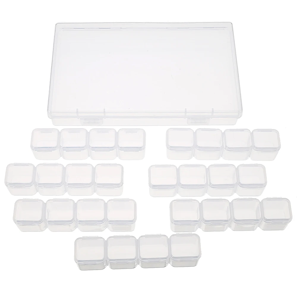 mayitr 5pcs Clear Plastic 28 Slots Storage Box Adjustable Jewelry Beads Display Case Organizer Holder DIY Home Storage Tools