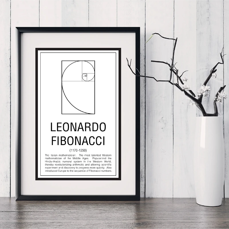 

Math Print Maths Education Poster Mathematician Fibonacci Modern Wall Art Canvas Painting Picture Gift Home Wall Decoration