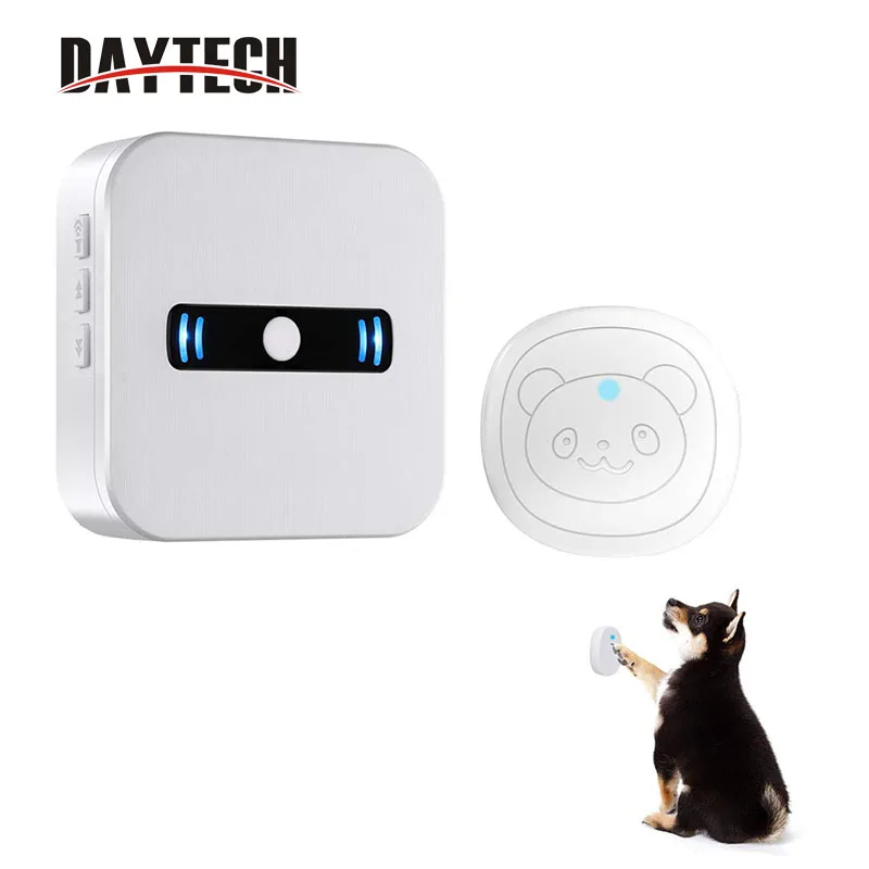 

DAYTECH Wilreless Doorbell Dog Potty Door Bell LED Light Press Button Doorbells Pet Ring Bells Doggie DoorbellCC02-CB02