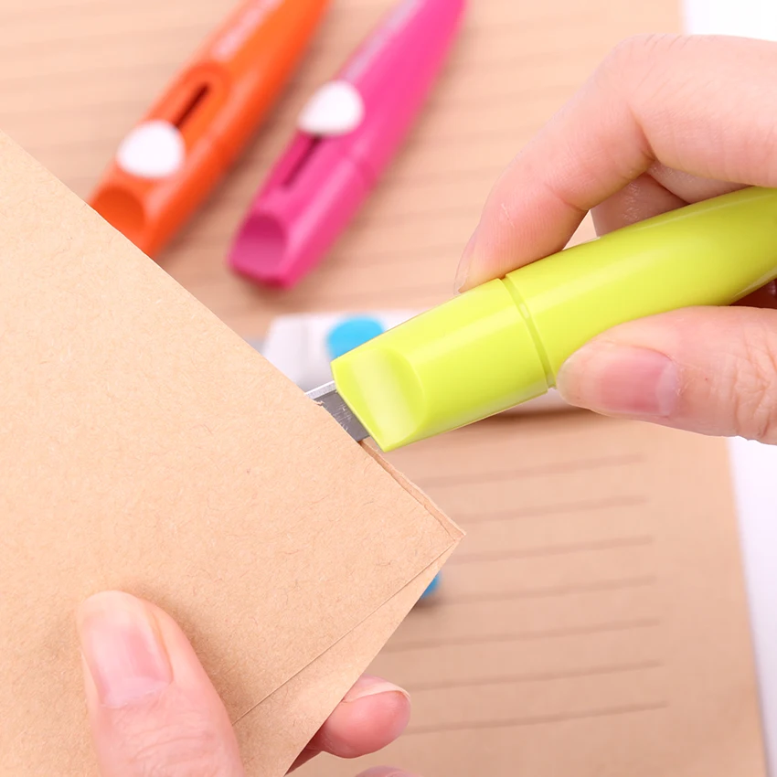 

1PC Fashion Portable Office to Learn Tailoring Supplies Useful Stationery Knife Stainless Steel Paper Cutter 5 Color Art Knife