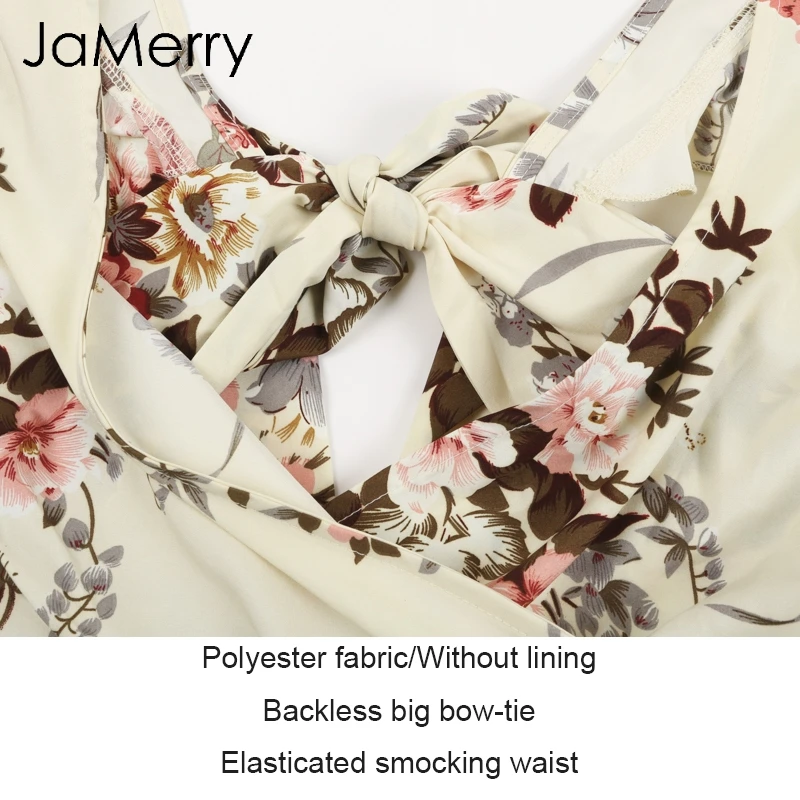 JaMerry 2018 V neck ruffles long dress women Floral print boho maxi dress summer Spring casual high waist dress vestidos femme