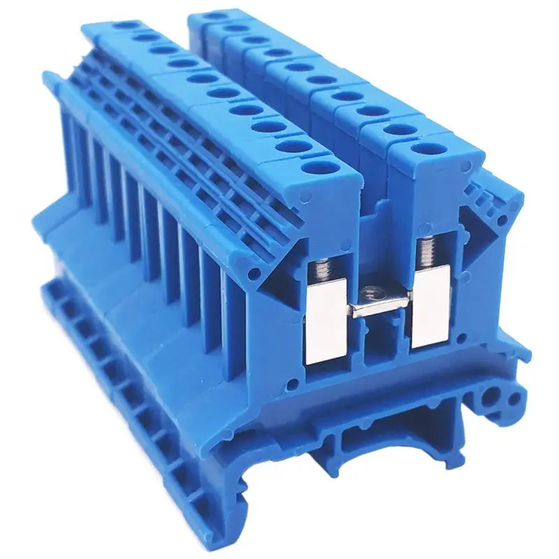 

Combiner DK2.5N-BL 10 Gang Power Distribution Dk2.5N-BL 10 Gang Box Connector DIN Rail Terminal Blocks, 12-22 AWG, 20 Amp, 600