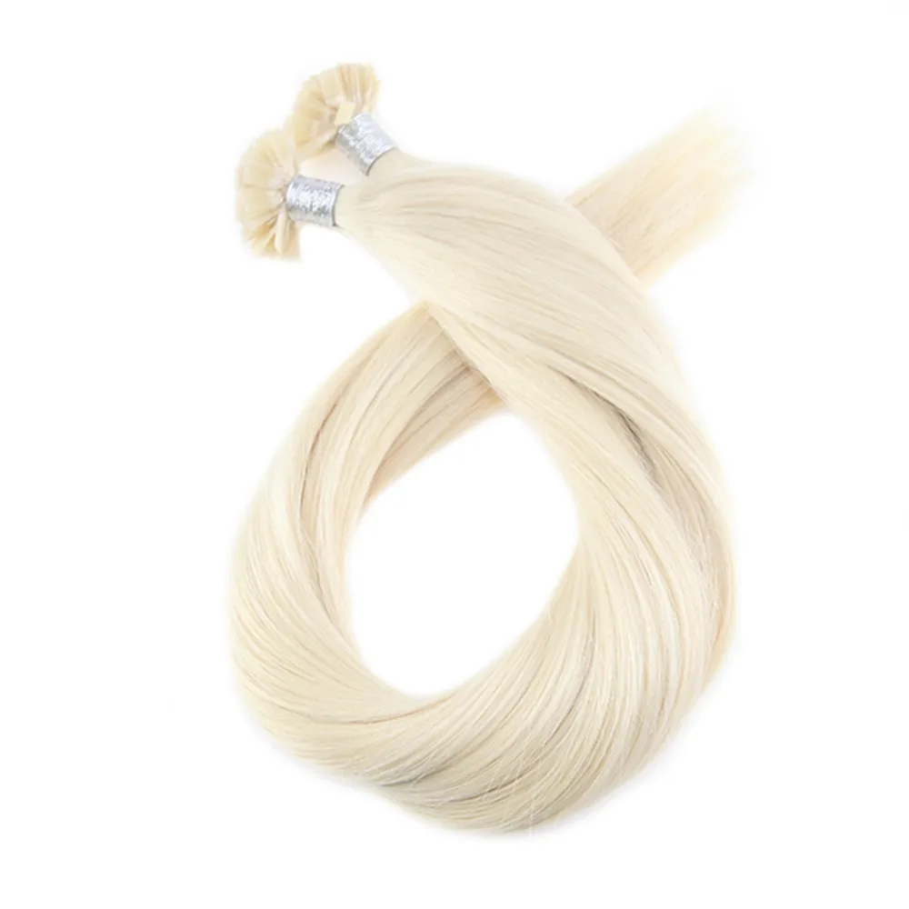 Moresoo платиновый блонд#60 прямые накладные волосы Remy с плоским кончиком, 1,0 г/локон, 50 г/упак