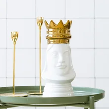 King and queen Настольная Ваза Золотой светящаяся Корона роскошный декоративный цветочный горшок Цветочная композиция бутылка искусство керамическое ремесло