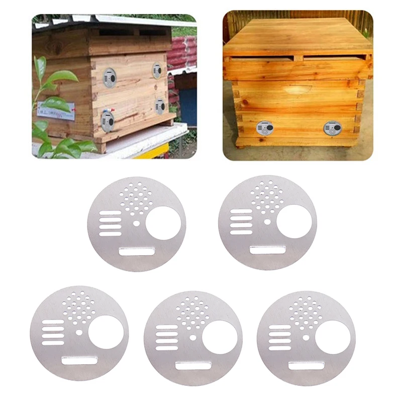 

5 Pcs Beehive Stainless Steel Round Beekeeping Equipment Tools Beekeeper Apiculture Bee Cages Beehive Nest Door Vent