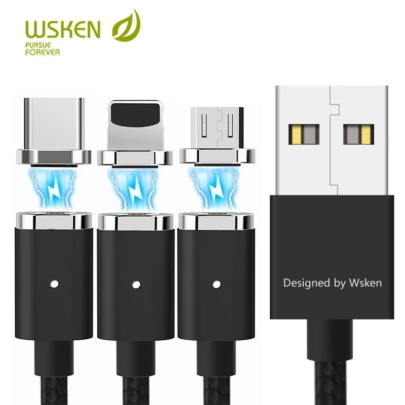 

Wsken Magnetic Charging Cable For Iphone 7 Samsung s9 Micro USB Type C Charger Cord Fast Charge Data Wire Magnet Microusb Type-C