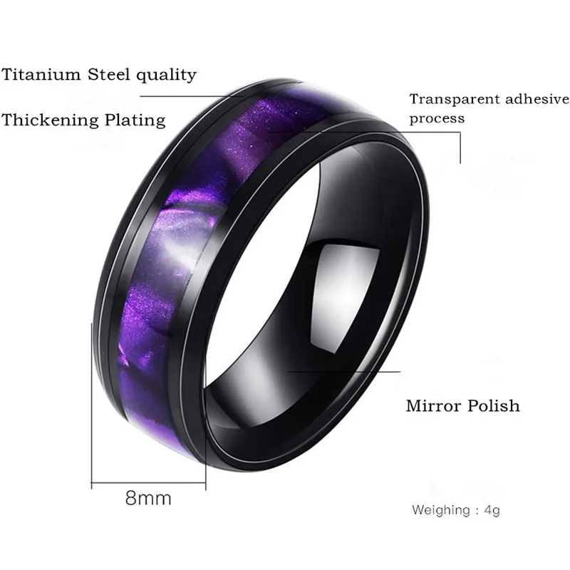 Градиентные фиолетовые кольца 316L из нержавеющей стали для мужчин и женщин, Подарочные Кольца, изящные женские ювелирные изделия на палец
