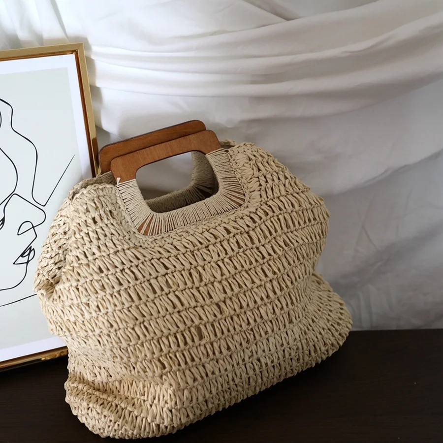 

Summer Bali Big Capacity Knitting Straw Beach Bag Women Shoulder Bags Fashion Handbags Handmade Woven Totes Ladies Hand Bags New