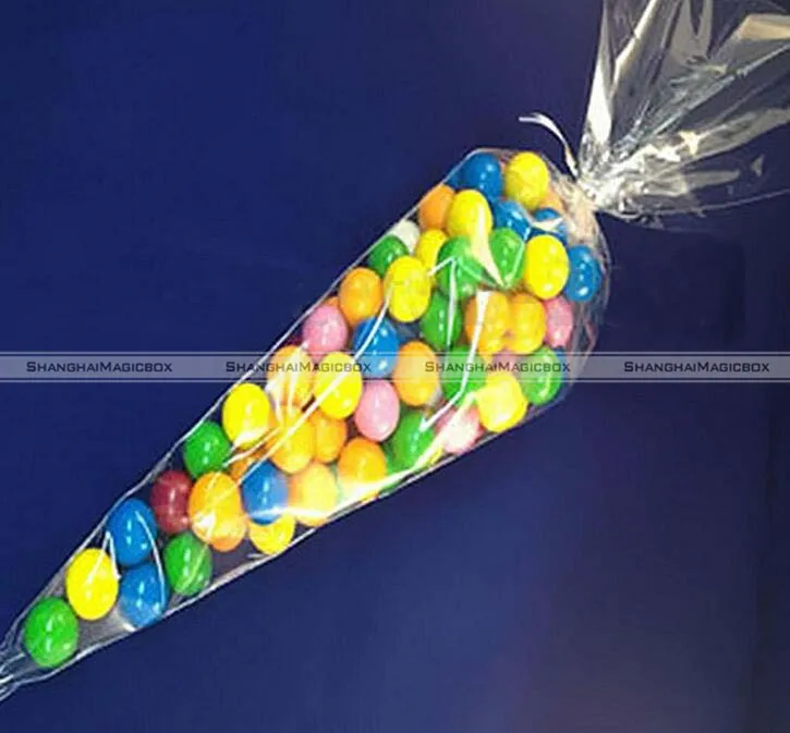 100Pcs Clear Cellophane Cone Cello Sweet Candy Flower Bags Birthday