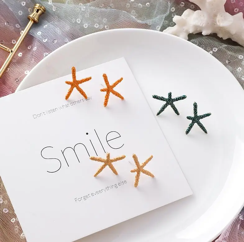 

Summer Silver Pin Simple Cute Sea Starfish Stud Earrings for Women