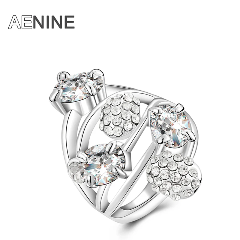 

AENINE Classic RingsProng Setting Cubic Zirconia Austrian Crystal Micro-Inserted Wedding Ring Jewelry Christmas Gift R150680327P