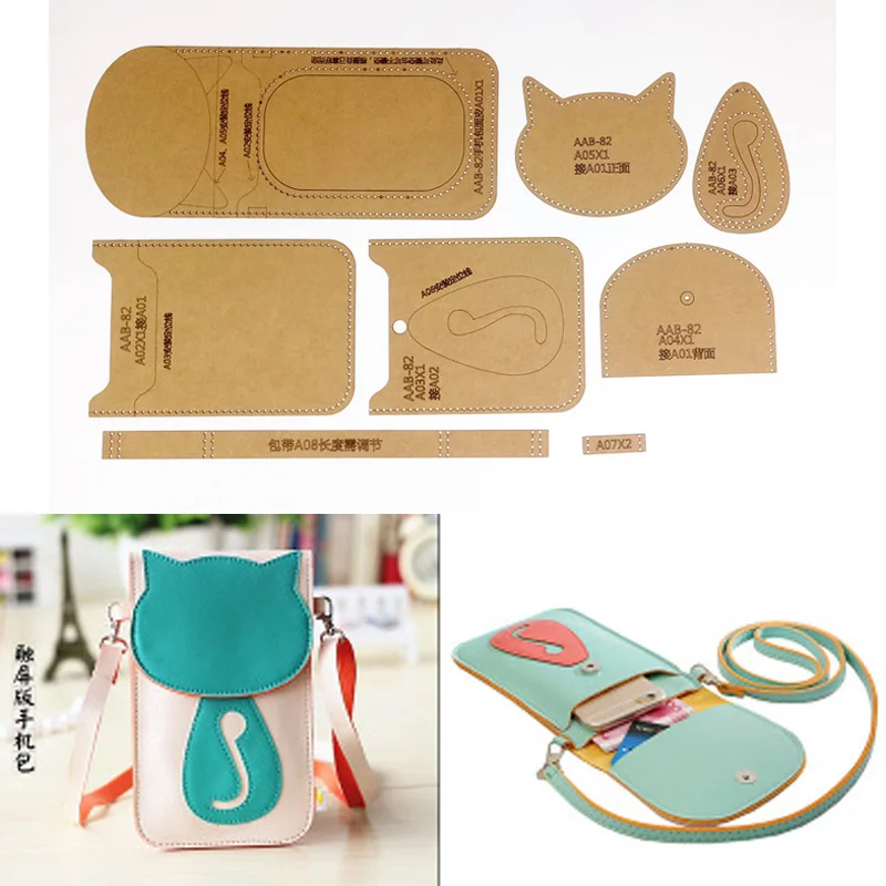 

1set DIY Leather Handmade Craft women handbag Shoulder bag Sewing Pattern Hard Kraft paper Stencil Template 10x13.5x1cm