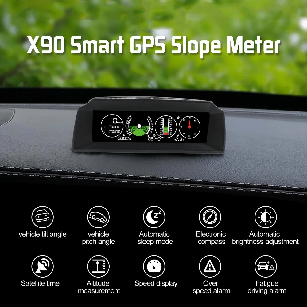 AUTOOL X90 gps измеритель скорости уклона Инклинометр автомобильный HUD автомобильный угол наклона транспортир Широта Долгота умный компас