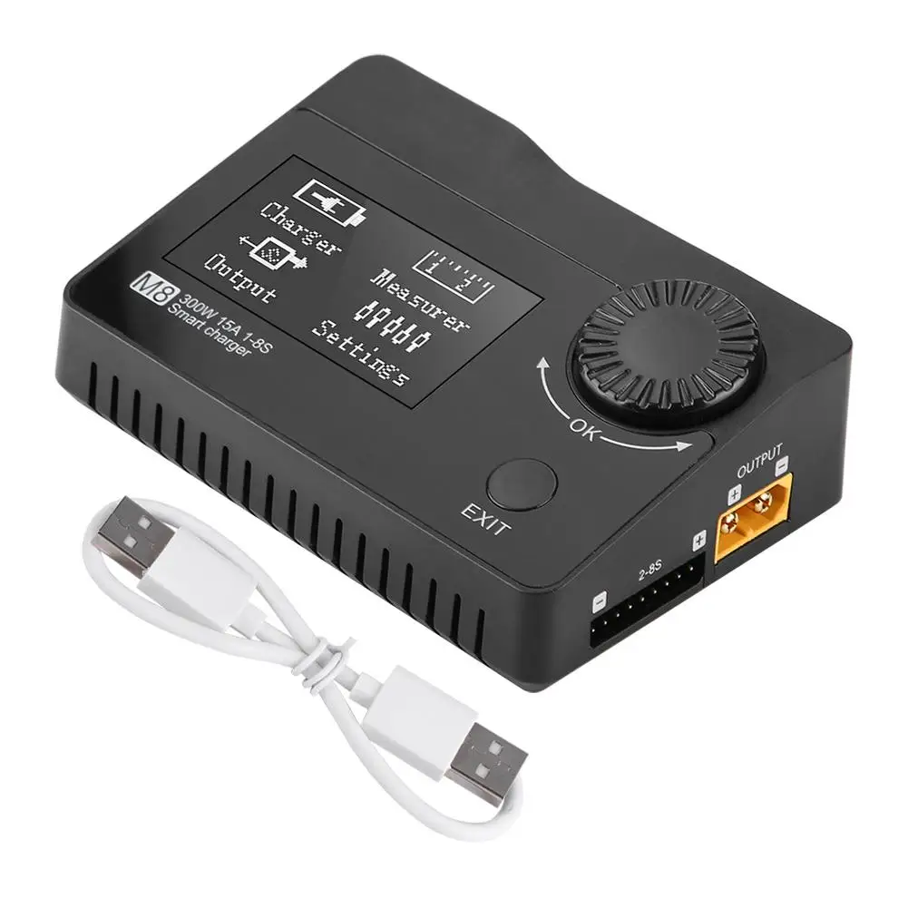 ToolkitRC M8 300 Вт 15A 2-8S LiPo зарядное устройство Dis зарядное устройство Cell Checker Servo тестер Lipo батарея для RC FPV гоночный Дрон часть - Цвет: Черный