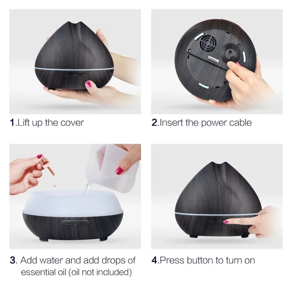  550ml Ultrasonic Humidifier Oil Diffuser with Remote Control Air Aroma Humidifier for Office Bedroo