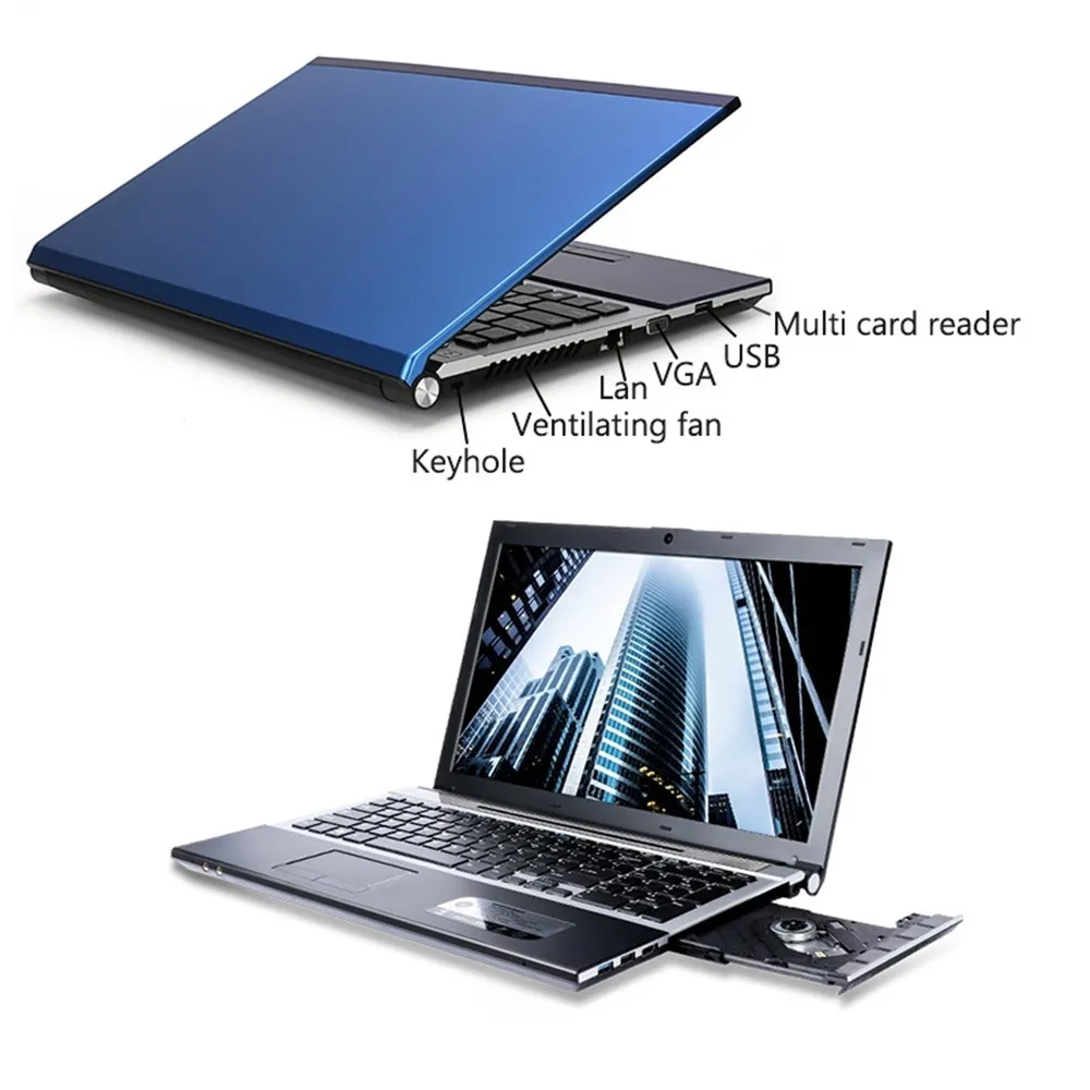 Ideal  Intel Core i7-5600U 15.6 Inch 8GB RAM 512G SSD Built -in Optical Drive Laptop 1920 x 1080P Notebook