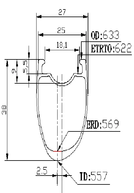 38mm rim brake asymmetric