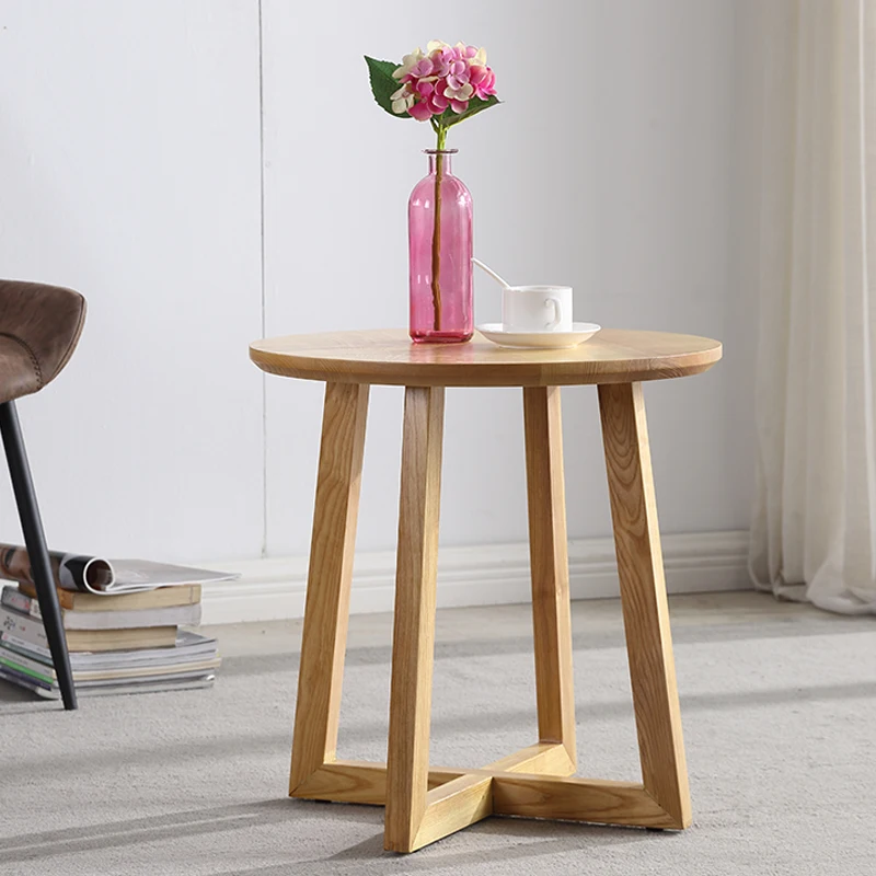 Coffee table Nordic living room round mini side table solid wood coffee table simple mobile balcony leisure small round table Coffee table Nordic living room round mini side table solid wood coffee table simple mobile balcony leisure small round table