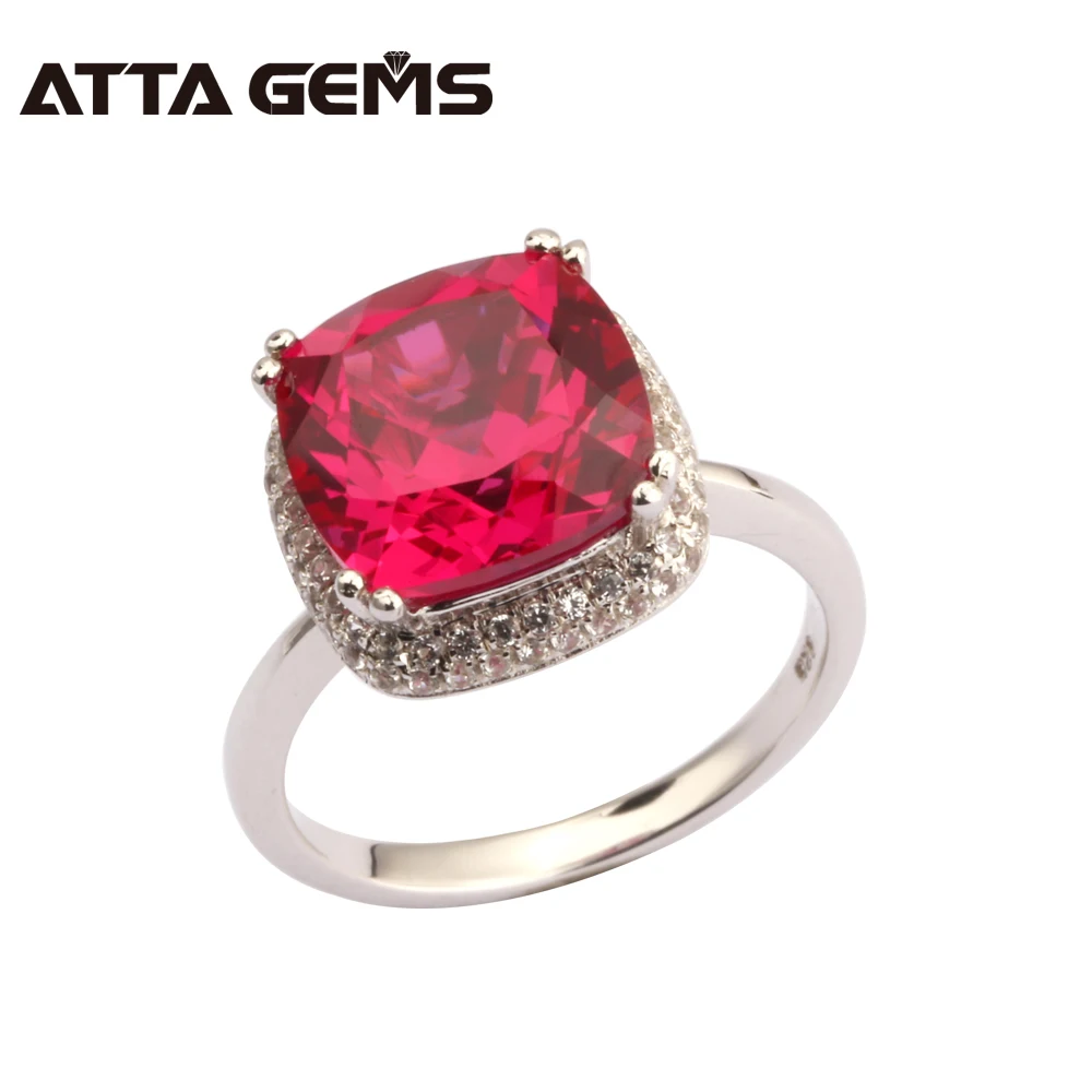 Ruby 925 Sterling Silver Ring 5.85 Carats Created Red Ruby For Women
