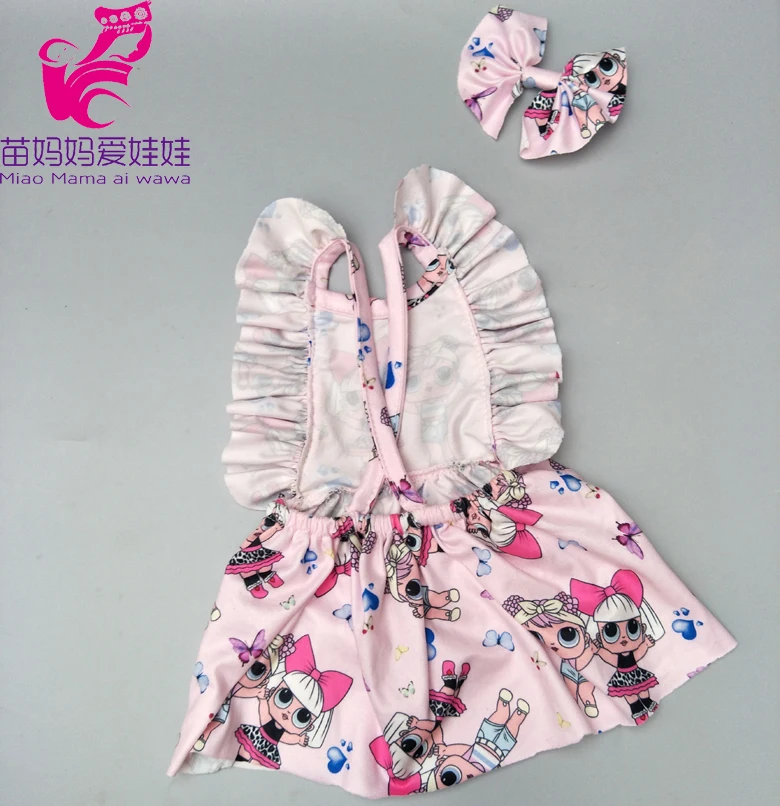 17 inch Baby new born Doll pink dress with bow for 18 inch girl doll sequin dress children gifts