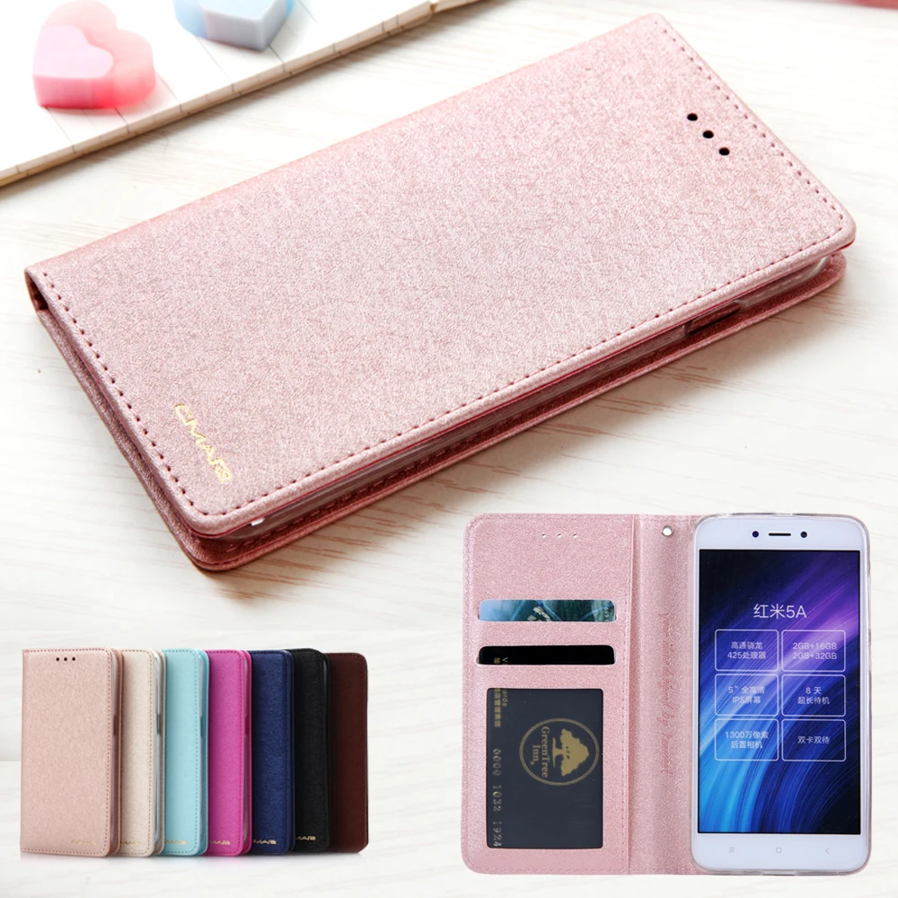 Магнитный Шелковый флип чехол для Xiaomi Redmi 5A кожаный бумажник телефона xiomi redmi 5a с