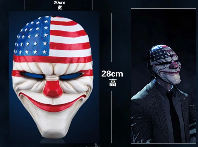 Смола Payday 2 маска флаг клоун кража Джокер волк Даллас цепи Hoxton игра тема макерейд косплей маски