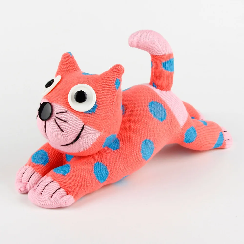 Kids Gift Handmade Diy Stuffed Cute Pink Dot Sock Cat Baby Toys Kids Gift Handmade Diy Stuffed Cute Pink Dot Sock Cat Baby Toys Birthday Gifts Christmas New Year Soft Animals Doll Cat012 In Plush From