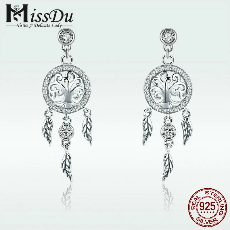 

Top Sale 925 Sterling Silver Dreamcatcher Drop Earrings For Women Female Brand Authentic Earring Jewelry Gift DXE457