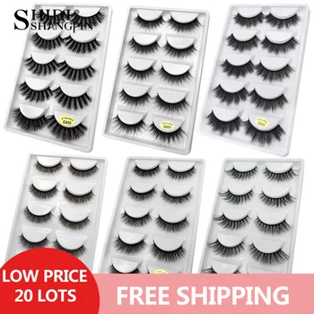 

20 boxes/ 100 pairs Design Wholesale with Free shipping False Eyelashes supplier 3d Mink Eyelashes Maquiagem Cilios Natural long