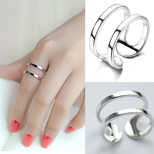 

Women's Fashion Double-deck Opening Adjustable Finger Ring Jewelry Charms