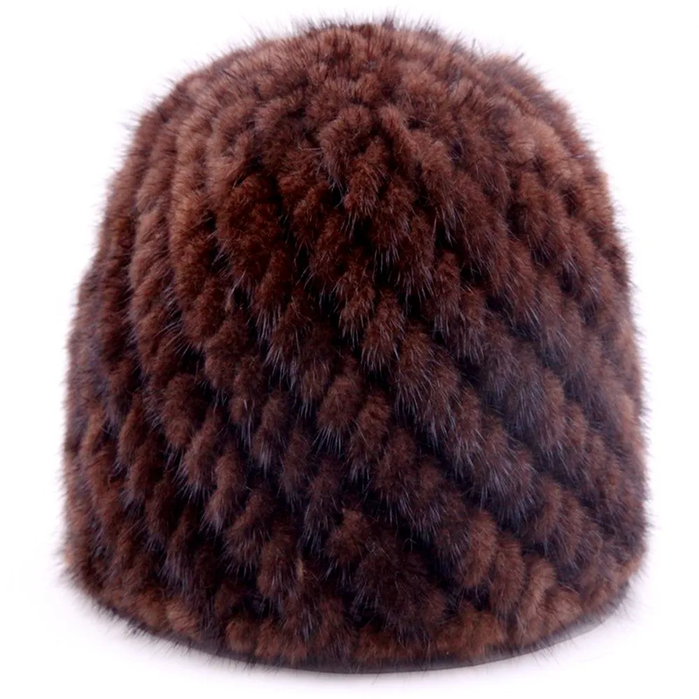 

2018 New Sale Novelty Floral Realfur Natural Mink Fur Knitted Hats Fashion Russian Women's Winter Warm Baotou Hat Knit Beanie