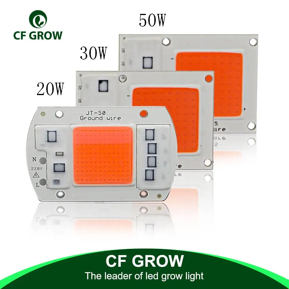 DIY AC COB светодиодный светильник для выращивания, чип 220 В, настоящий полный спектр, 380~ нм, actrial power 20 Вт, 30 Вт, 50 Вт, сменный солнечный светильник для комнатных растений