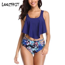 Loozykit женский сексуальный Двухсекционный купальник с оборками и высокой талией, купальный костюм с шортами, купальник vrouwen badpak