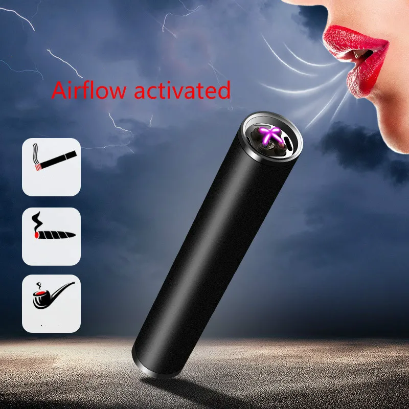 

Blowing Plasma Lighter Electronic Cigarette Lighter USB Rechargeable Windproof Electric Lighters Blow Ignition Flameless Slim