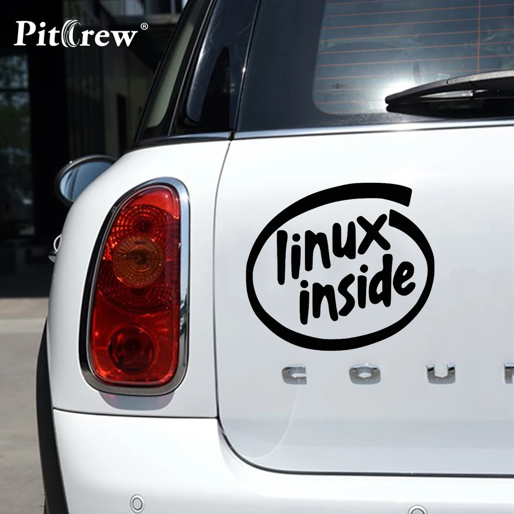 

1PC High Quality 15*13.3cm LINUX INSIDE Funny Vinyl Decal Black/Silver Car Sticker Car-styling