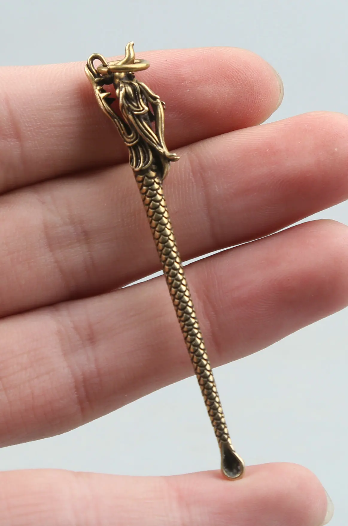 

67MM/2.6" Collect Curio Rare Chinese Fengshui Small Bronze Exquisite Animal 12 Zodiac Year Dragon Earpick Pendant Statuary 6g