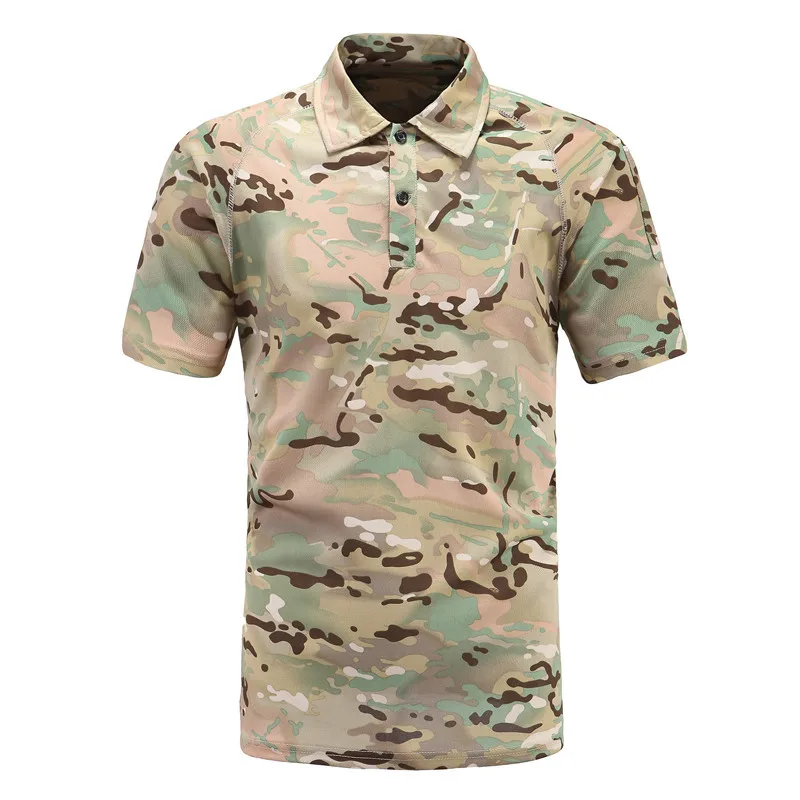 Günstig Military Camouflage Polo Shirt Kurzarm Shirt Neue 2019 Sommer Casual Armee Kampf Atmungsaktiv Taktische Quick Dry Polo Shirt