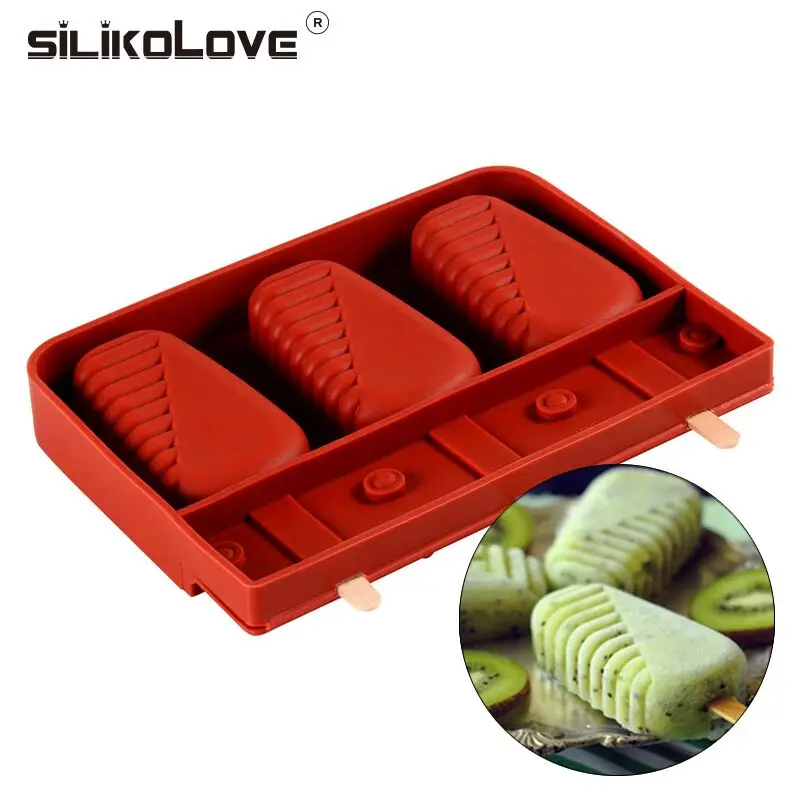 SILIKOLOVE 3 полости полосы формы для мороженого силиконовые Фруктового с бесплатными