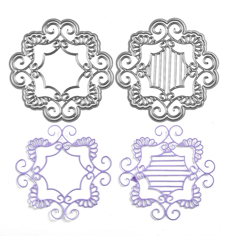 

Naifumodo 90*91mm Dies Cutting Lace Hollow Frame Metal Cutting for DIY Scrapbooking Craft Card Embossing Die Cut New Template