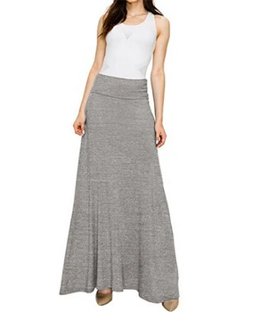 

Women Summer Skirts High Waist Elastic Female Pleated Vintage A-line Long Bodycon Solid Gypsy Skirts