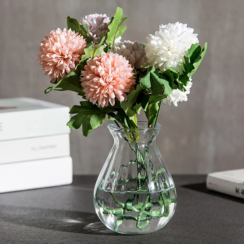 

Color Glass Vase Hydroponics Container Transparent Flower Pot Restaurant Living Room Decoration