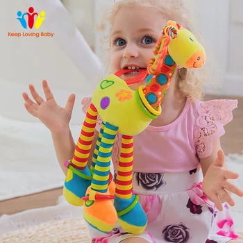 

Dropshipping Infant Kids Toys Baby Cute Animals Hand Bells Rattles Mobile Stroller Plush Teether Toy Playing Doll Toys For Child