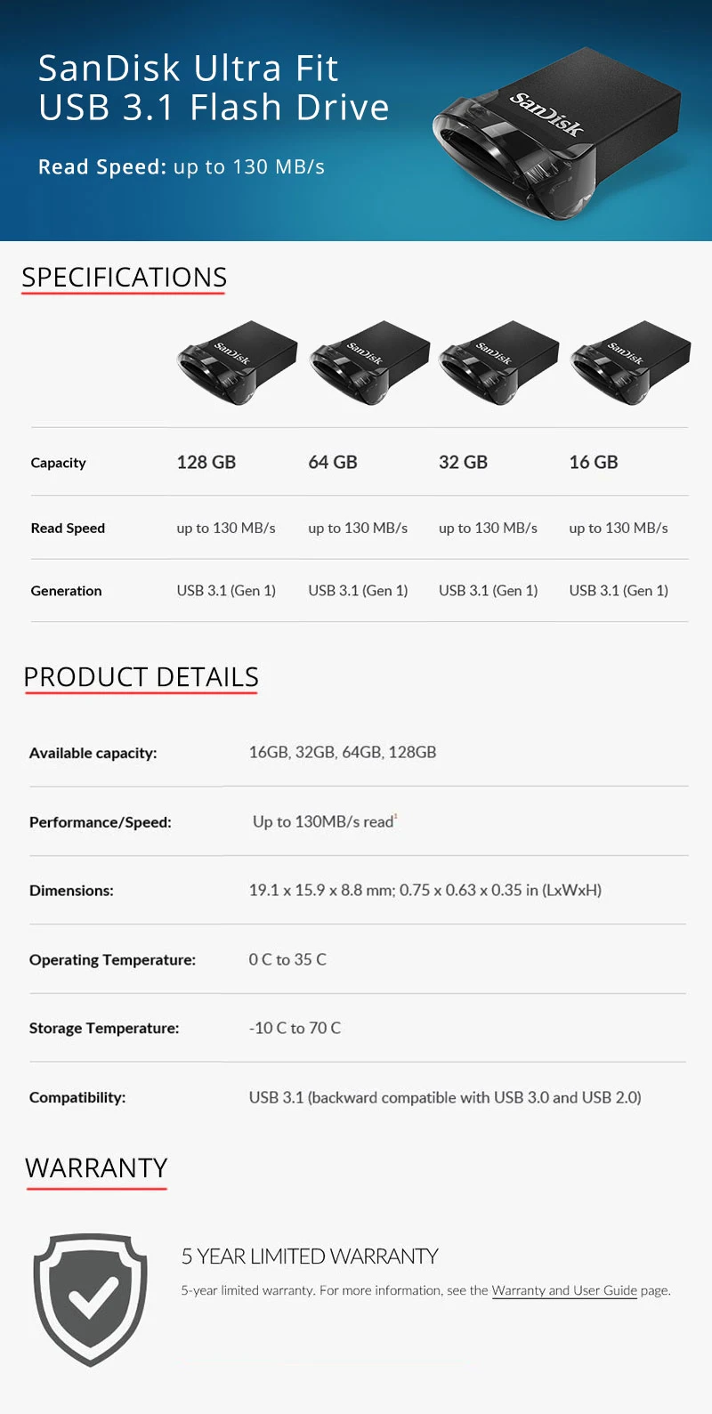 Двойной Флеш-накопитель SanDisk 128GB USB3.1 в коробке sub Флеш накопитель 16 Гб оперативной памяти, 32 Гб встроенной памяти, флэш-накопитель 64Гб флеш-накопитель 256 ГБ 130 МБ/с. Ultra Fit Мини U диск для ПК/Тетрадь