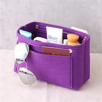 

AEQUEEN Travel Toiletry Make up Box Women Portable Cosmetic Bag Felt Home Storage Bag Organizer Portable Beauty Makeup Inner Bag