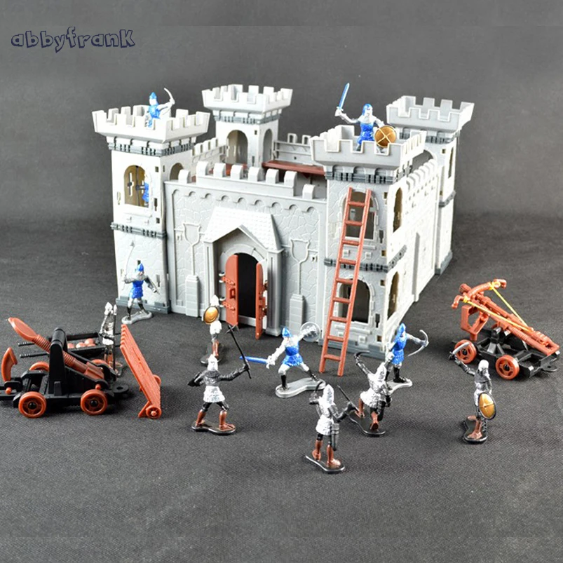 Abbyfrank Mediaeval Castle Soldiers Model Assembled Building Block War Military Knights Plastics Figures font b Toy