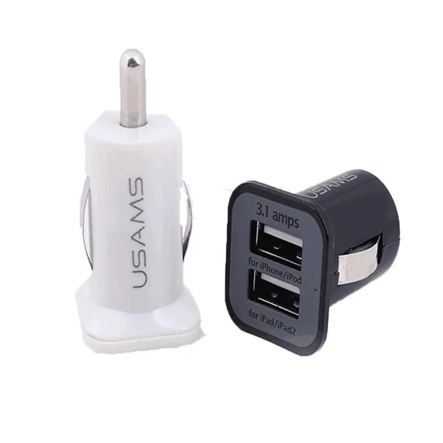 Двойной USB 2 порта DC Автомобильное зарядное устройство 3.1A адаптер с микро кабелем