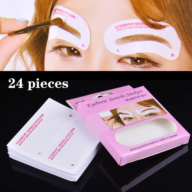 24 шт./компл. бровей Шаблон наклейки макияж бровей Трафареты карточка для рисования для глаз DIY инструменты для макияжа
