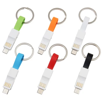 

3 in 1 Mini Keychain Usb Cable Micro USB Type C USB c For iPhone Xs iPod Charger Data Sync Fast Charging Cables Cord Cabo 10cm